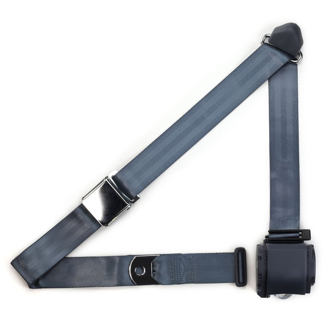 RetroBelt Gray Aviation Lap Belt – 60" No Hardware, Classic Safety Seatbelt For Cars & Planes