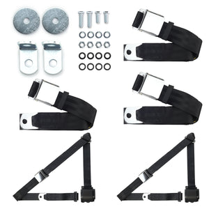 Universal Seat Belt Kit – 3-Point Retractable Front & 2-Point Rear – Lift Latch (Aviation Style) – 5-Piece Set