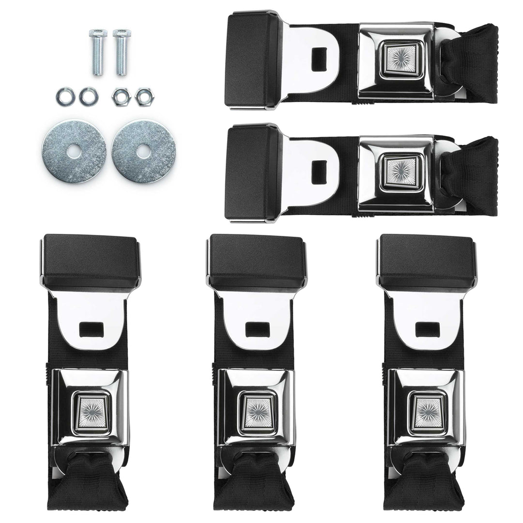 RetroBelt Push Button Starburst Seat Belt Kit – Set of for Front