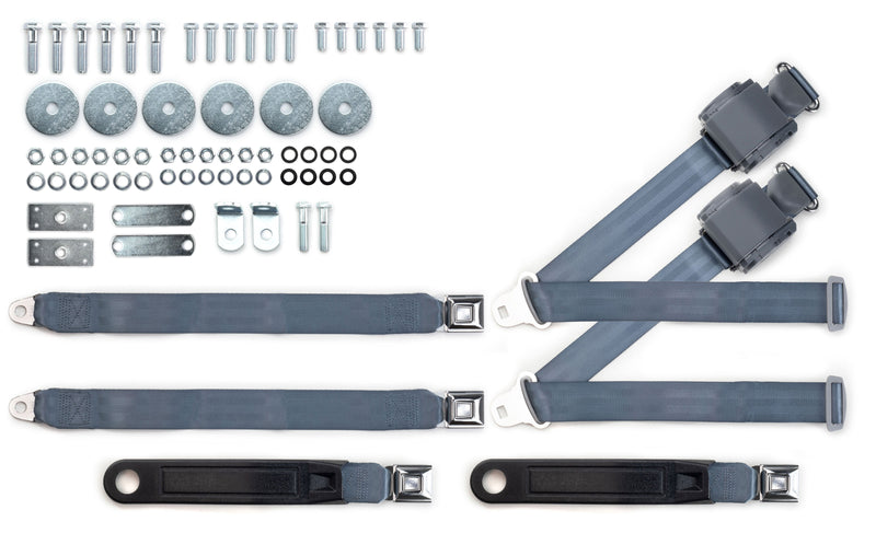 1955-57 Chevrolet Shoulder Belt Kit with Push Button Buckles – For Bench Seats-RetroBelt