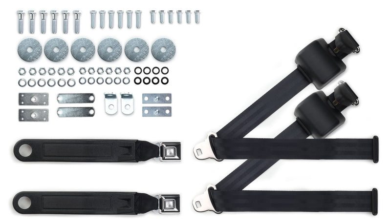 1966-75 Pontiac Grand Prix Shoulder Belt Kit with Push Button Buckles – For Bucket Seats-RetroBelt