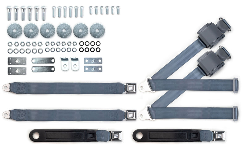 1964-74 Pontiac GTO Shoulder Belt System with Push Button Buckles – For Bench Seats-RetroBelt