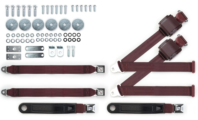 1964-1969 Buick Special Shoulder Belt Kit  with Push Button Buckles – For Bench Seats