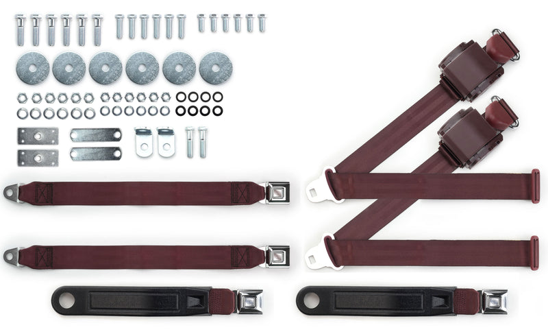1964-69 Buick Special Shoulder Belt Kit  with Push Button Buckles – For Bench Seats