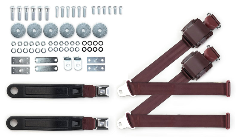 1957 Ford Fairlane Shoulder Belt Kit With Push Button Buckles – For Bucket Seats-RetroBelt
