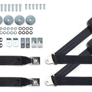 1967-73 Mercury Cougar Shoulder Belt Kit with Push Button Buckles – For Bucket Seats-RetroBelt