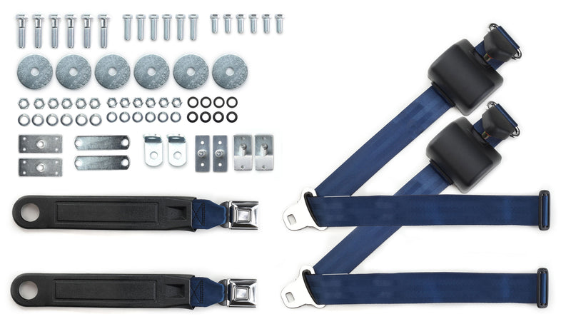 1965-73 Ford Mustang Shoulder Belt System with Push Button Buckles – For Bucket Seats-RetroBelt