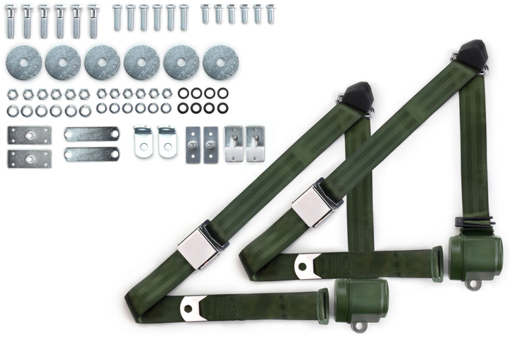 New Lap Seat Belt For 1964-1973 Ford Mustang - Chrome Lift Buckle With Hardware | Each Belt, Front Or Rear Fit 4 thumbnail image