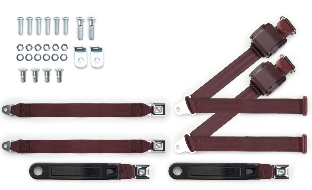 Classic Style Chrome & Black 2-Point Lap Seat Belt Set For 47-87 Chevy/GMC C10 Truck | Chrome Lift Release Latch