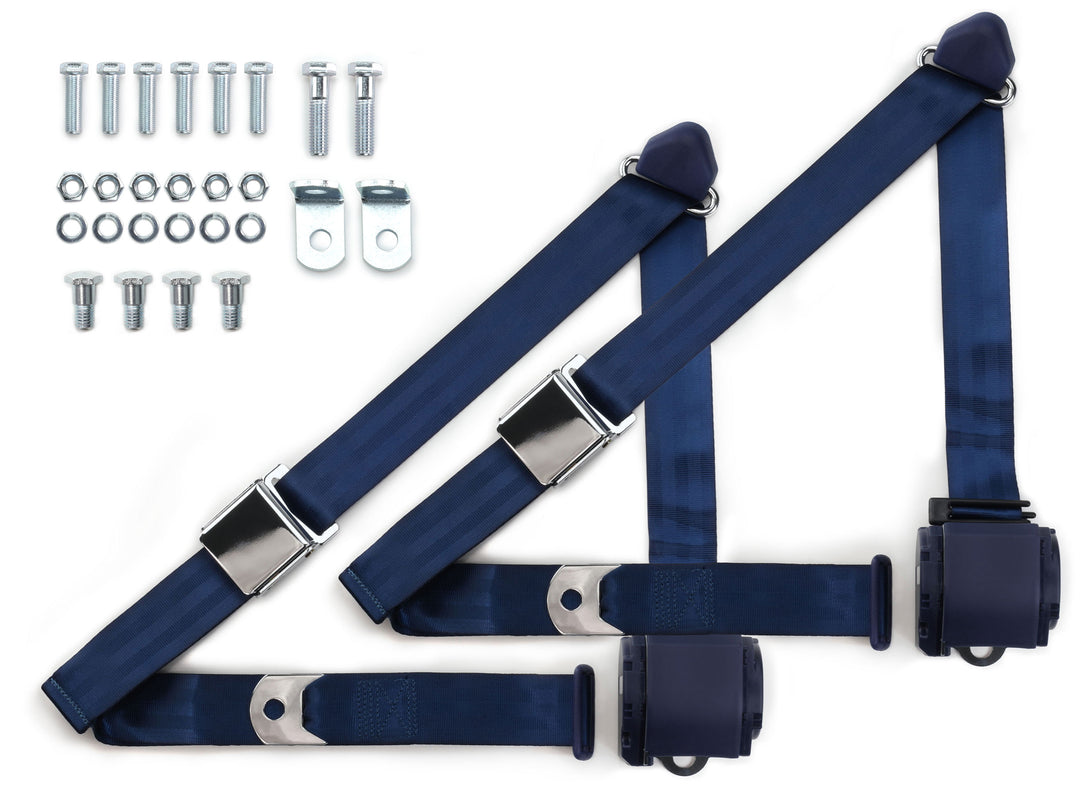 Seat Belt Kit For 1973-1991 Chevy Blazer – 2 Retractable 3-Point + 1 Lap Belt